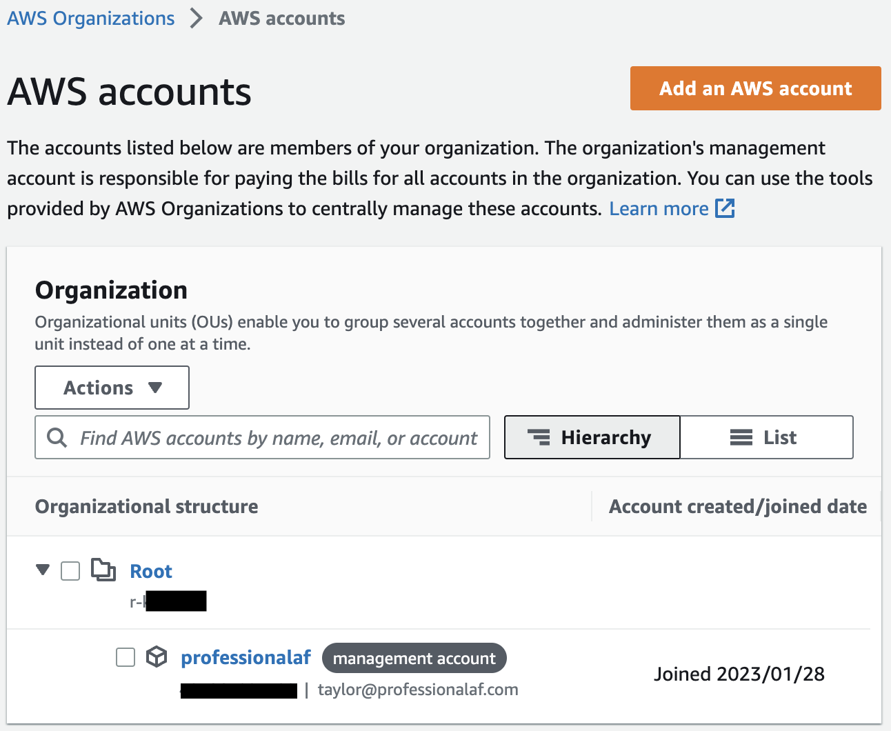 Add AWS Account to Organization