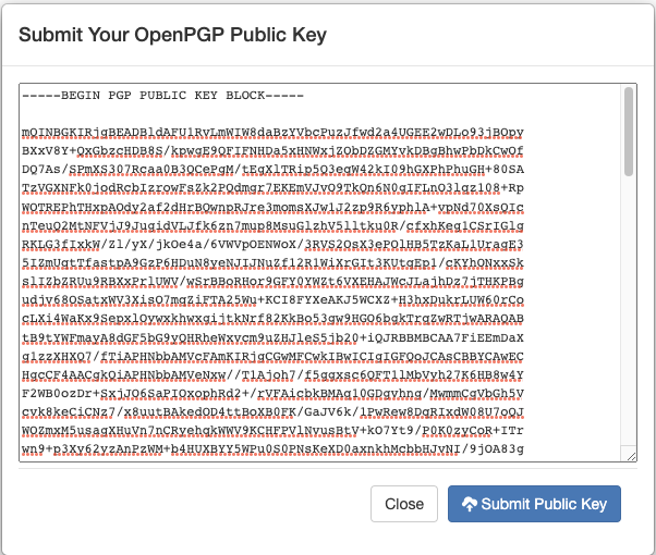 Submit public key